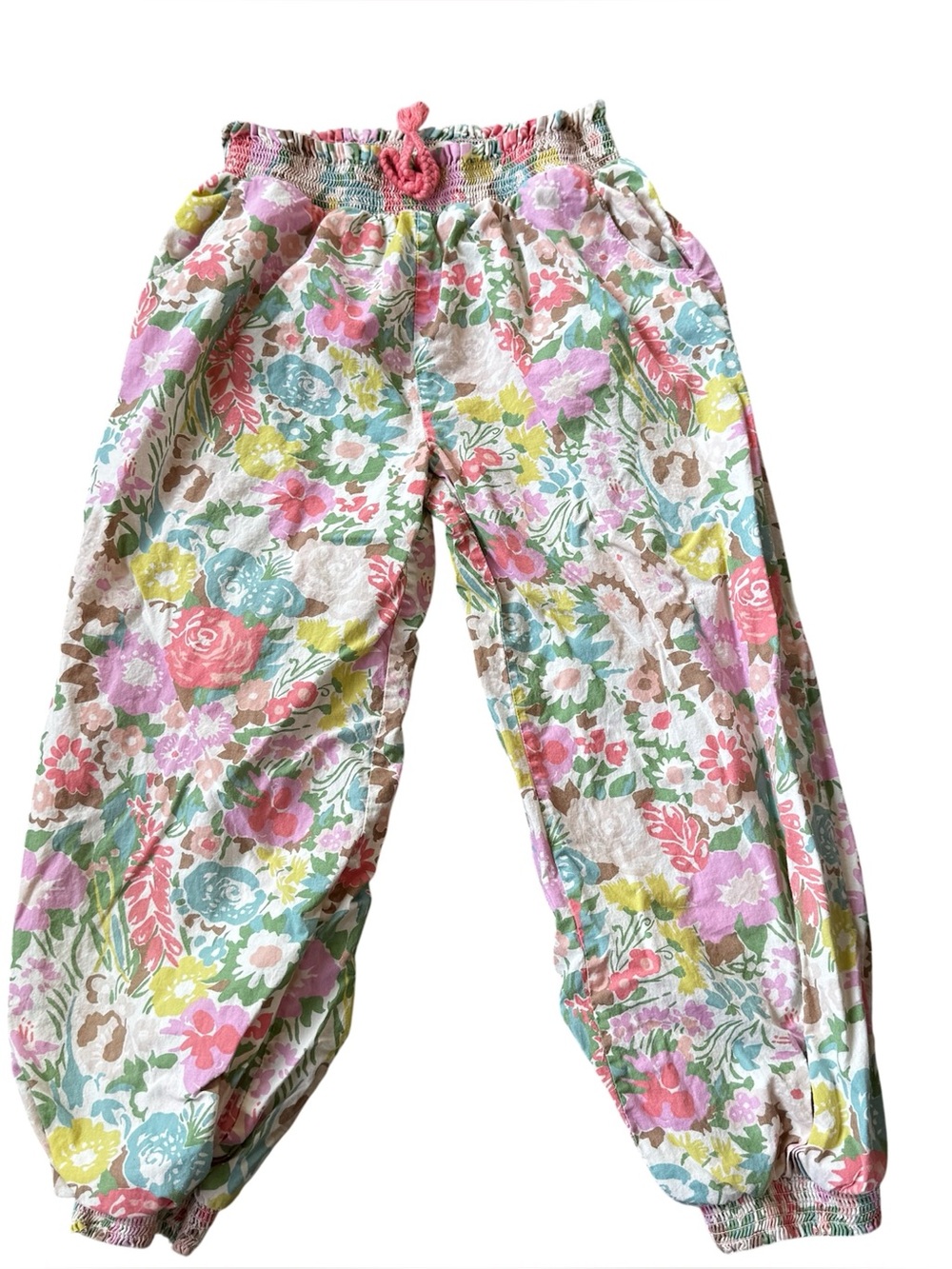 Mini Boden Girls Floral Joggers Size 6/7 Years Multicolored Lightweight Pants